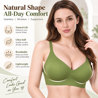 Soutien-gorge sans couture en soie glacée ODM, invisible, push-up, respirant, avec maintien et rehaussement, bretelles larges ajustables, sans armatures