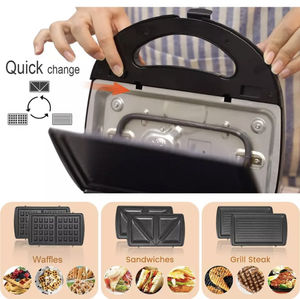 <span class=keywords><strong>Sandwichera</strong></span> Eléctrica Multifuncional <span class=keywords><strong>SOKANY</strong></span> con Plancha Antiadherente Desmontable para Waffles y Paninis, 3 en 1, Negra - Product Image 6