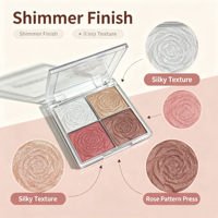 Palette de fards à paupières mats LSFAIRY ES173 Shimmer 4 couleurs, avec miroir et pinceau, marque privée, OEM, vente en gros
