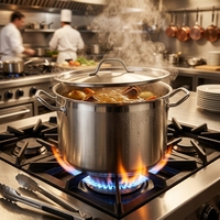 Marmite en acier inoxydable 304 de qualité supérieure, grande marmite à sauce de qualité commerciale avec poignées rivetées pour restaurant et hôtel