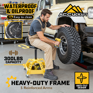 360 °   Cadeira de Mecânico Profissional Giratória de Metal Reforçada com 5 Rodas Antitombamento, Capacidade de 150 kg, para Oficina e Reparo Automotivo - Product Image 2