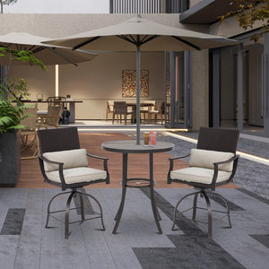 Dwoo hiện đại 3 mảnh ngoài trời Patio đặt sân vườn cao xoay thanh phân bàn tròn thiết lập - Product Image 4