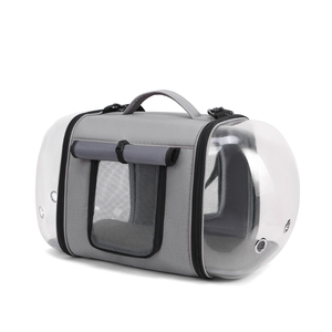 Transparent Semi-Circle Soft-Sided Pet <b>Backpack</b> Carrier with Zipper Closure Breathable Mesh Solid Pattern for <b>Cats</b> Gray - Product Image 1
