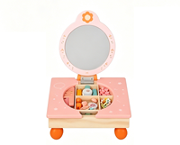 Coiffeuse pliable en bois pour enfants avec miroir, jouet de maquillage pour jeu de rôle des filles