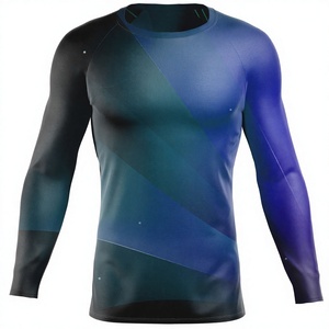 Venta al por mayor de sublimación de alta calidad de los hombres de secado rápido de cuello alto de manga larga camisas de compresión entrenamiento músculo gimnasio camisas Top - Product Image 1