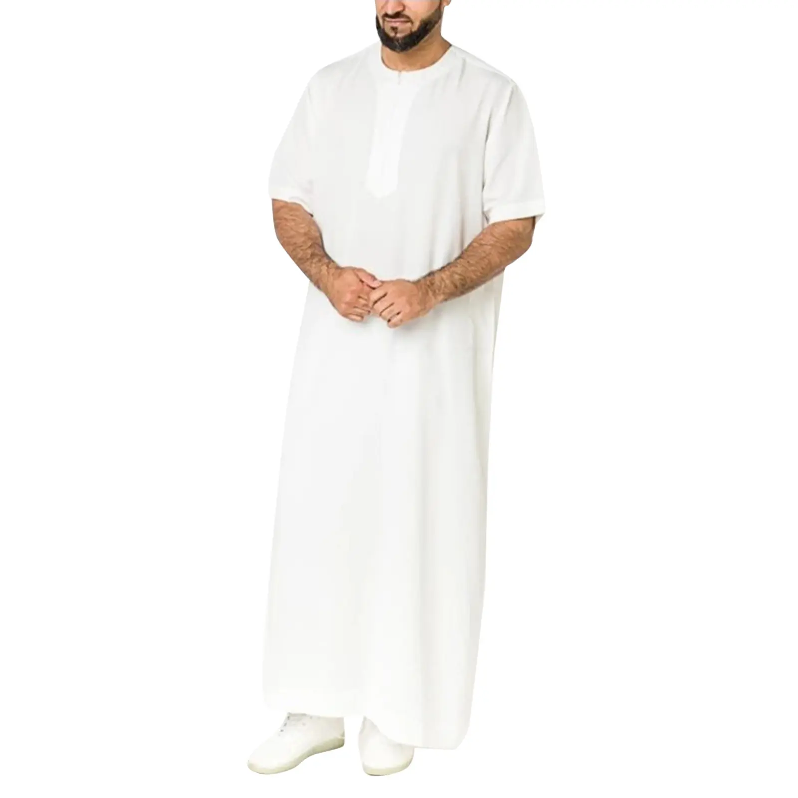 Prix de vente pas cher 75% coton à manches courtes Dubai hommes vêtements musulmans Thobe/Kaftan/Robe