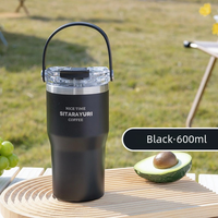 Gobelet isotherme grande capacité avec couvercle, portable, à emporter, tasse à café pour voiture avec paille, pour boissons chaudes ou froides