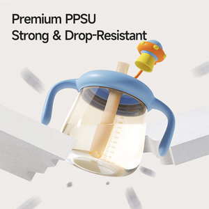 Vaso para Bebé con Diseño Animal, Libre de BPA, PPSU, Apto para <span class=keywords><strong>Microondas</strong></span>, con Pajita y para Beber Directo, para 0-12 Meses, Agua y <span class=keywords><strong>Leche</strong></span> - Product Image 4