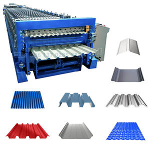 유약 금속 지붕 타일 프레스 만들기 기계 골판지 지붕 타일 기계 아연 도금 아연 골판지 지붕 만들기 기계 - Product Image 1