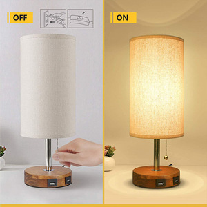 Modern Flexible Pull Chain Battery-Powered LED Desk <b>Lamp</b> <b>Rechargeable</b> USB Type-C Ports Paper Lampshade 2000K Warm White E26 Bulb - Product Image 3