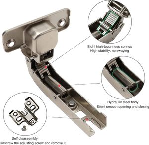 Charnières d'angle réglables en acier 3D à 90 degrés avec fermeture amortie pour <span class=keywords><strong>porte</strong></span> d'armoire à cadre <span class=keywords><strong>de</strong></span> 4 pouces - Product Image 2