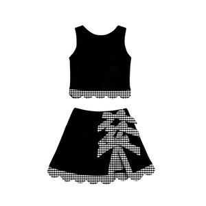 Conjuntos de Yoga de Verano para Niñas con Lazos a Cuadros Negros, Estilo Boutique Personalizado, Venta al por Mayor, Ropa Deportiva de Tenis para Niños, Nueva Moda, Ropa de Fábrica - Product Image 5