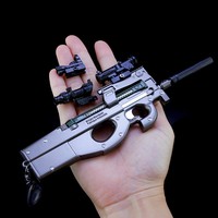Accessoires d'animation de jeu d'évasion Jedi P90 mitraillette, vente en gros, porte-clés personnalisé, jouet pistolet de simulation entièrement métallique détachable