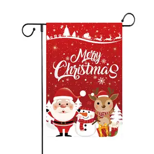 מכירה לוהטת חג המולד חיצוני גן דגל פנים וחוץ קישוט דגלי שלג איש סנטה קלאוס דפוס גן דגל