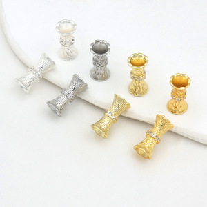 Cuentas espaciadoras con diseño de árbol incrustadas con oro, plata y diamantes, de 14 mm de longitud, accesorios de joyería DIY para la fabricación de pulseras y collares. - Product Image 4