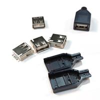 Connecteur mâle USB 4 broches à souder soi-même, kit de charge USB, tête plaquée or, ensemble de trois pièces