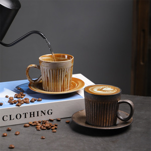 Tasses à expresso vintage - Tasses japonaises rétro en <span class=keywords><strong>terre</strong></span> <span class=keywords><strong>cuite</strong></span> conçues dans un style niche, faites à la main, style wabi-sabi, tasses à thé de l'après-midi en céramique - Product Image 3