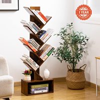 Bibliothèque moderne en bois sur pied pour salon, avec 6 étagères pour CD et films