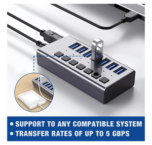 Tùy Biến 7 Cổng USB3.0 Nhiều Hub Sạc + Truyền Dữ Liệu 36W 5Gbps USB Cho PC Máy Tính Xách Tay Những Người Khác - Product Image 2