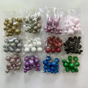 2024 New Baking Foam Wholesale Factory Party Supplies 20pcs Mixed Ball 1 Bag Birthday Cake Decoration Topper Flash Pastel Ball