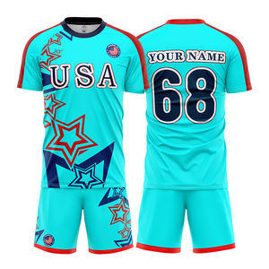 Ensemble de maillots de football personnalisés USA Star, impression par transfert thermique, short 100% polyester, impression du logo de l'équipe et du numéro, respirant, sport - Product Image 3