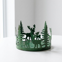 Porte-bougie votif en métal vert de grande taille, à thème de Noël, pour la décoration de la maison