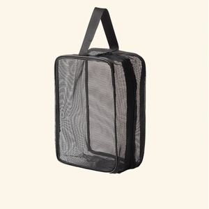 Bolsa de aseo de malla transparente hueca para playa, organizador de maquillaje de viaje, bolsa de baño de malla transparente con logotipo personalizado - Product Image 3