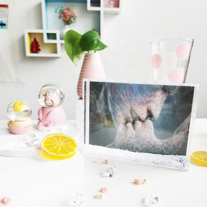 กรอบรูปอะคริลิคกลิตเตอร์รูปหัวใจสีชมพูเกล็ดหิมะคุณภาพสูง ประกายระยิบระยับดุจน้ำ ของขวัญวันครบรอบสำหรับเด็กผู้หญิง - Product Image 6