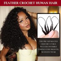 Extensions de cheveux humains vierges lisses en plumes, pré-bouclées au crochet, à fil invisible, sans nœuds, installation invisible