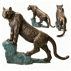 Statue de <span class=keywords><strong>cougar</strong></span> sur pierre, grandeur nature, en bronze coulé à la cire perdue, style antique religieux traditionnel, Feng Shui, pour l'extérieur - Product Image 4