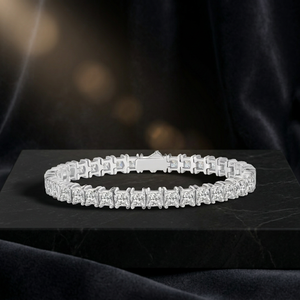 925 <b>Sterling</b> <b>Silver</b> Moissanite Tennis <b>Bracelet</b> Princess Cut Claw Set Rhodium Plated Link Bangle for Gift Party Wedding - Product Image 3