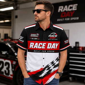 Chemise d'équipe de course personnalisée avec nom et logo, uniforme de travail pour équipe de box, vêtement de sport à boutons - Product Image 1