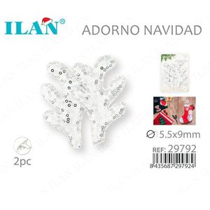 Ornamento Natalizio a Forma di Corna di Cervo Ilan 5.5x9mm Bianco 2 Pezzi - Product Image 3