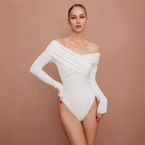Mono Elegante Ajustado de Manga Larga con Cuello en V y Hombros Descubiertos para <span class=keywords><strong>Mujer</strong></span>, Ropa Nueva de Primavera y Otoño - Product Image 5