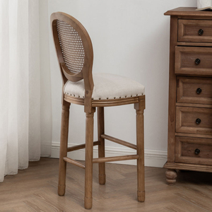 Sillas de <span class=keywords><strong>bar</strong></span> con respaldo alto modernas, marco de madera, <span class=keywords><strong>altura</strong></span> de mostrador con diseño tradicional para el hogar, cocina, comedor, Hoteles al aire libre, - Product Image 3