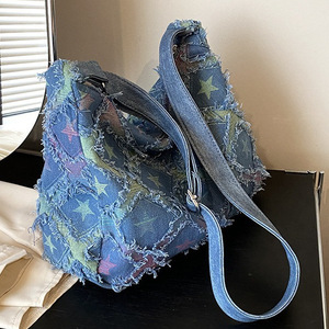 2025 nouveau sac en toile à carreaux femmes mode décontractée grande capacité sac à bandoulière Denim sac à bandoulière - Product Image 4