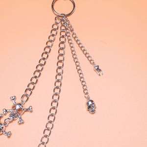 yuelyueli Skeleton Waist <b>Chain</b> Zinc Alloy Punk Style Double Skull Pendant Daily Wear Fashion Body <b>Chain</b> - Product Image 3