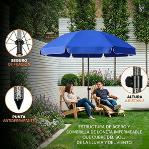 Ombrellone da Spiaggia Blu, Protezione UV, Blocco del Calore, Portatile per Esterni - Product Image 3