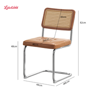 Chaise de salle à manger en rotin de style chinois avec pieds en métal et revêtement en lin pour chambre et salon, design moderne, durable