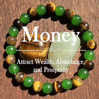 Bracelet de prospérité et de richesse en Aventurine verte et Œil de tigre, attirant la prospérité et le succès