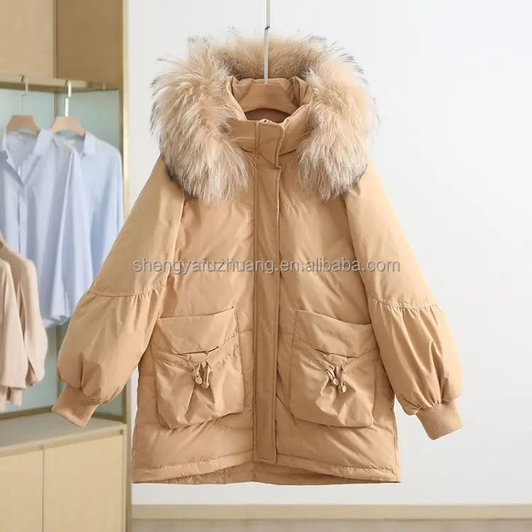 Wholesale women's hooded coat parka winter duck down coat keep warm winter down jacket for girls