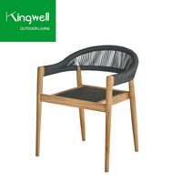 Kingwell Mobilier d'extérieur moderne tout temps, ensemble de salle à manger, meubles de terrasse en bois de teck, chaises de patio