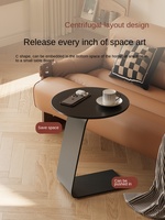 Table d'appoint moderne Simple Rock Board Light Luxury C-Shaped Coffee Table pour salon Sofa Balcon Console Tables