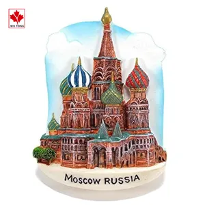 树脂旅游纪念品3D俄罗斯红场建筑冰箱磁铁