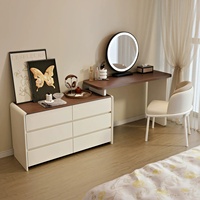 Nouvelle Coiffeuse de Luxe Moderne 2026 avec Miroir LED et Meuble de Maquillage en Bois pour Chambre à Coucher (Maison/Villa)