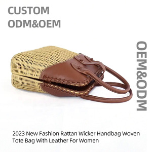 Nouveau <span class=keywords><strong>Sac</strong></span> Fourre-tout Tressé <span class=keywords><strong>en</strong></span> Rotin et <span class=keywords><strong>Osier</strong></span> avec Détails <span class=keywords><strong>en</strong></span> Cuir pour Femme – Collection 2026 - Product Image 4