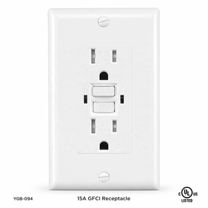 เต้ารับไฟฟ้า BAREP CULus 15A 125V GFCI พร้อมระบบทดสอบตัวเอง ไฟแสดงสถานะ LED คู่ มาตรฐาน PC UL94 V2 สำหรับห้องน้ำ ห้องครัว และโรงรถในสหรัฐอเมริกา - Product Image 1
