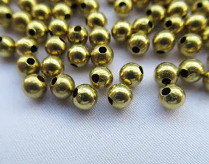 4mm Hollow Brass Beads 1.2mm Hole Round Spacer Loose Beads
