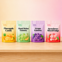 Op maat gemaakte bedrukte matte stand-up ziplock zakjes, food grade, voor ananas, fruit, snoep, gelei en snacks
