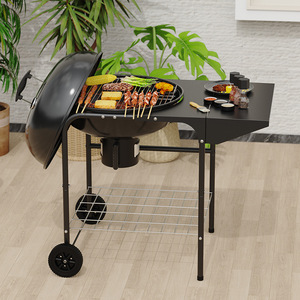 22-Inch Portable Barbecue Grill With Trolley Outdoor Multi-Functional BBQ Cart For Grilling And Cooking - Product Image 1